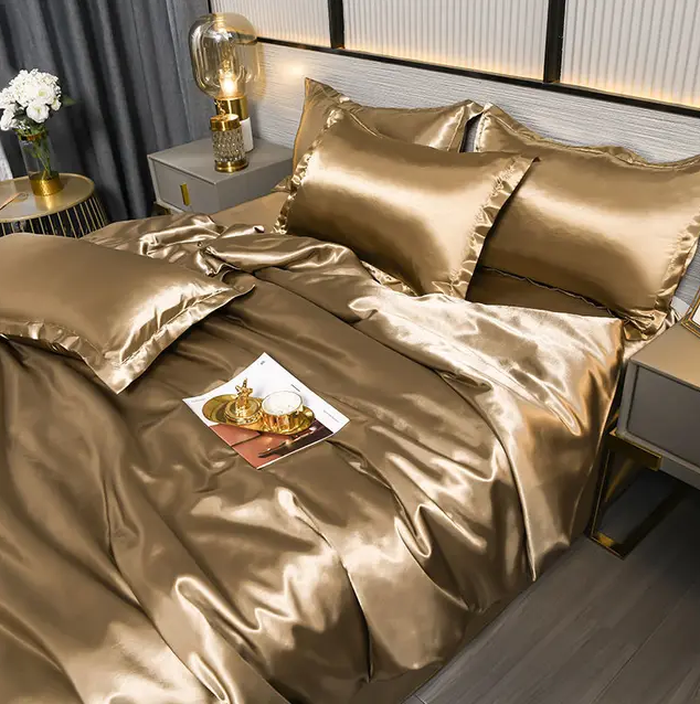 "Draps en satin uni luxe, brillance sophistiquée, texture douce, ajoutent élégance moderne à votre chambre, entretien facile.
