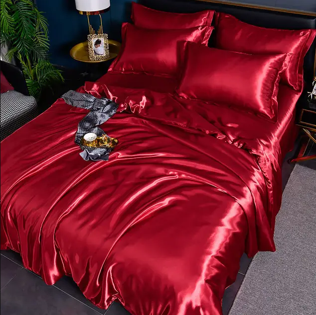 "Draps en satin uni luxe, brillance sophistiquée, texture douce, ajoutent élégance moderne à votre chambre, entretien facile.