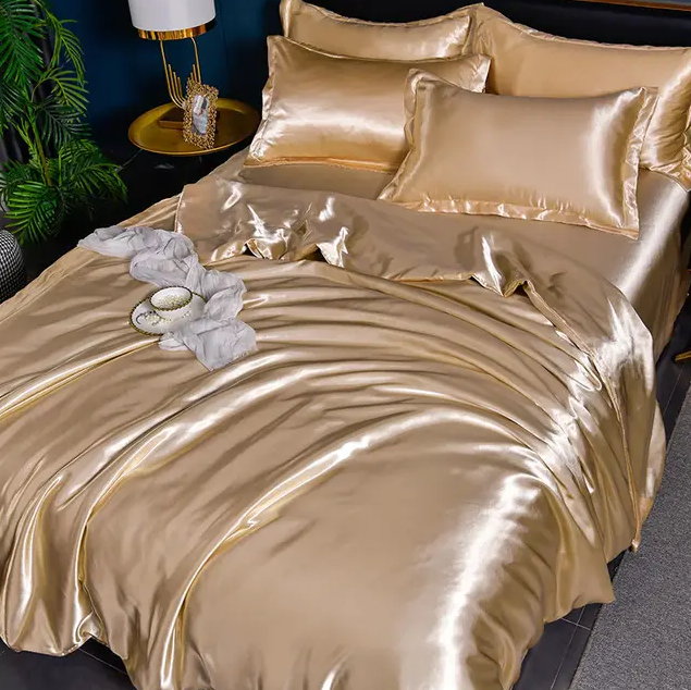 "Draps en satin uni luxe, brillance sophistiquée, texture douce, ajoutent élégance moderne à votre chambre, entretien facile.