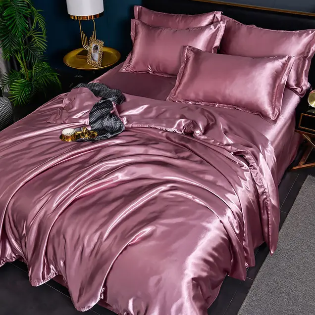 "Draps en satin uni luxe, brillance sophistiquée, texture douce, ajoutent élégance moderne à votre chambre, entretien facile.