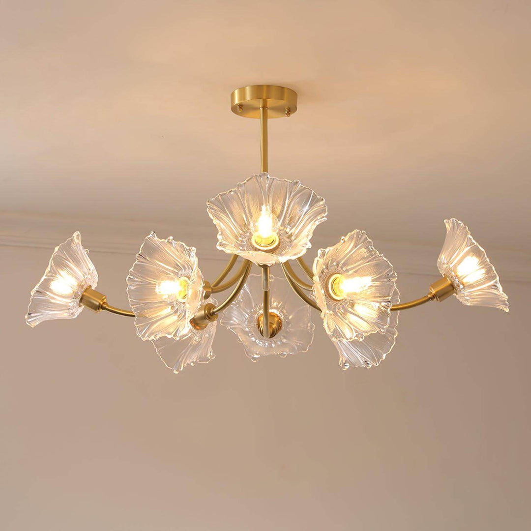Lustre Fleurs Verre - Éclairage Délicat & Chic