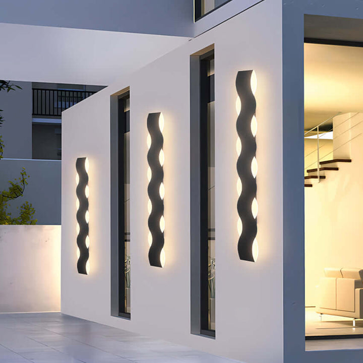 Applique Murale Extérieure Ondulée - Éclairage LED Moderne