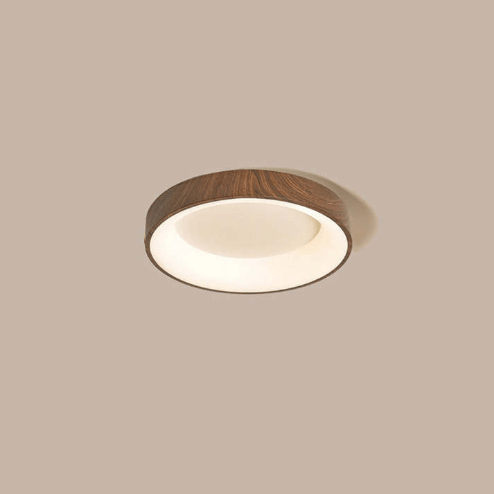 Plafonnier LED Rond en Bois Naturel - Éclairage Moderne pour Chambre