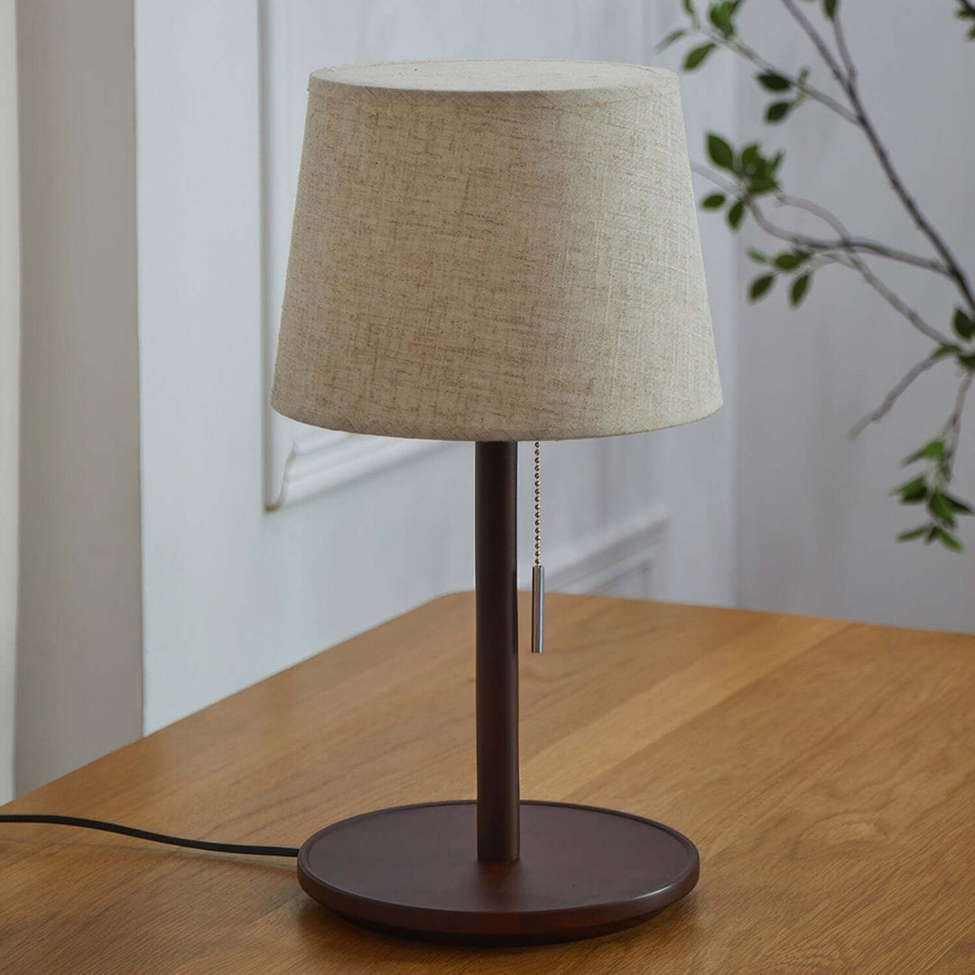 Gentle Glow - Lampe En Noyer Nordique Avec Accents En Tissu De Luxe