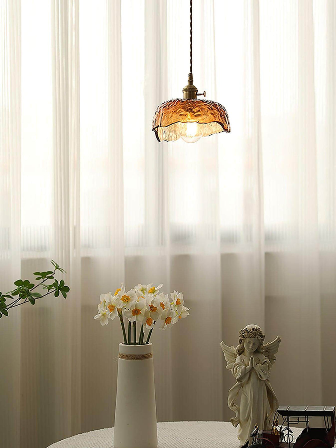 Lampe Pendante Vintage En Verre Brun