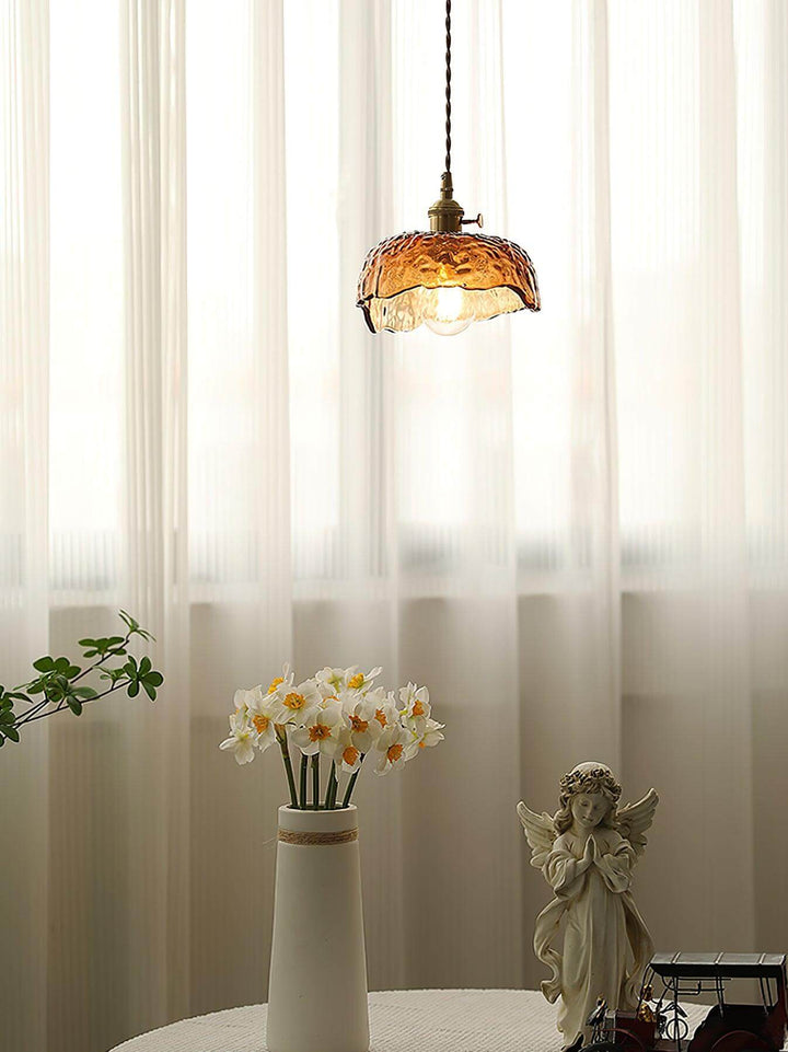 Lampe Pendante Vintage En Verre Brun