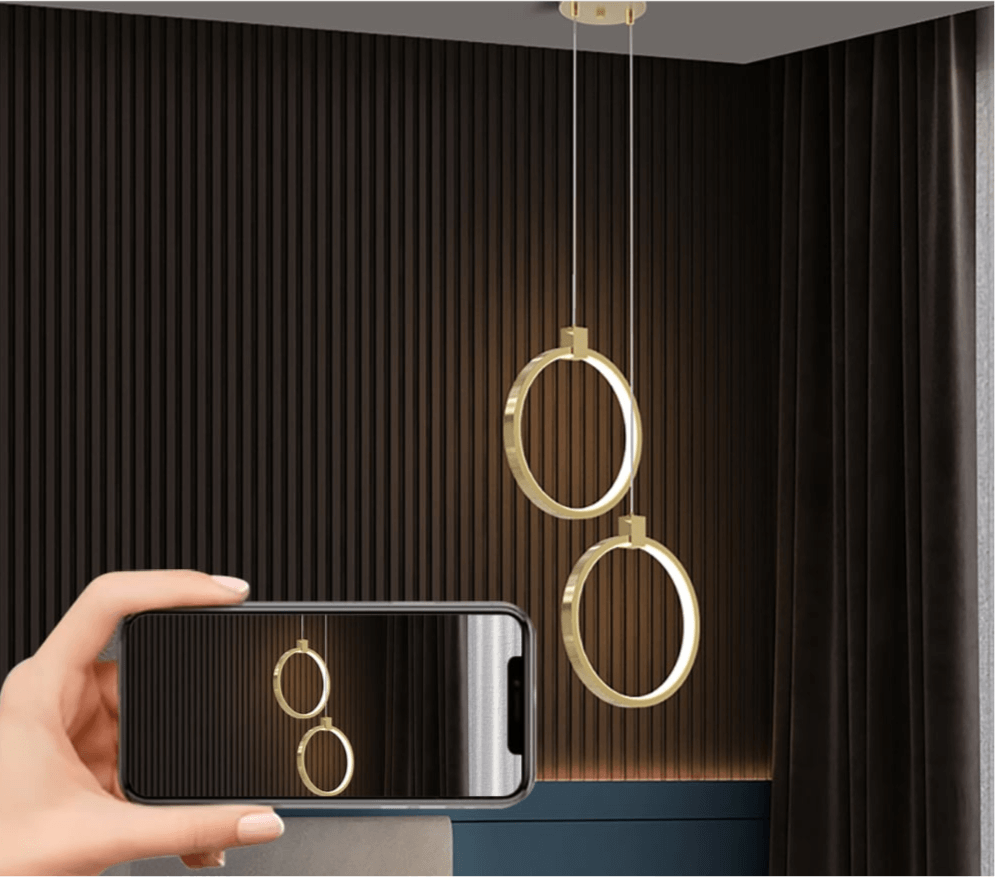 Lampe Suspendue Cercle Double Lumière - Design Doré