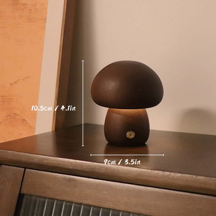 Lampe De Table Rechargeable Pour Champignons En Bois