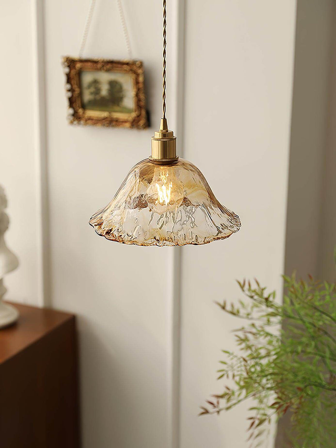 Lampe Pendante Vintage En Verre Brun