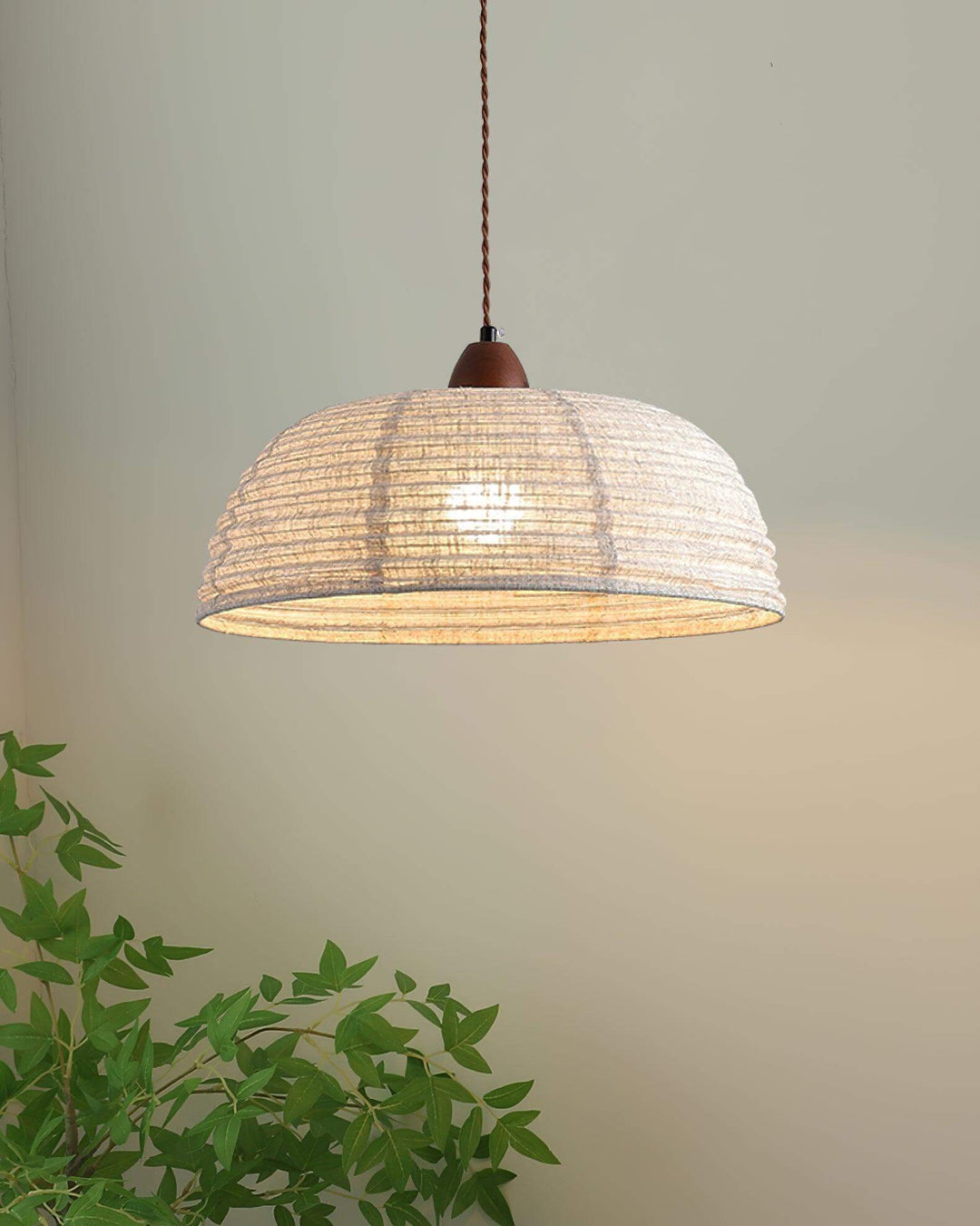 Lampe Suspendue En Bois Et Tissu