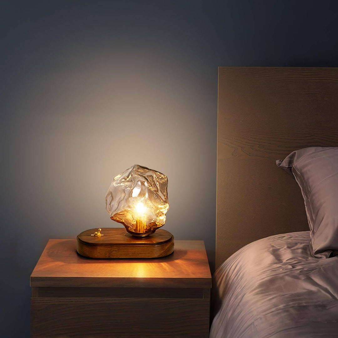 Lampe De Table En Verre En Forme De Pierre De Glace