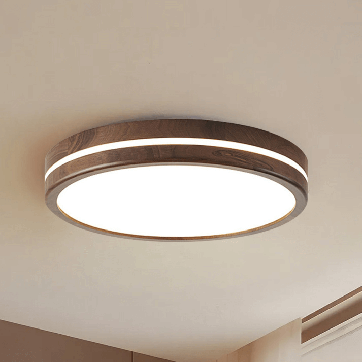 Plafonnier Rond en Bois - Éclairage LED Minimaliste