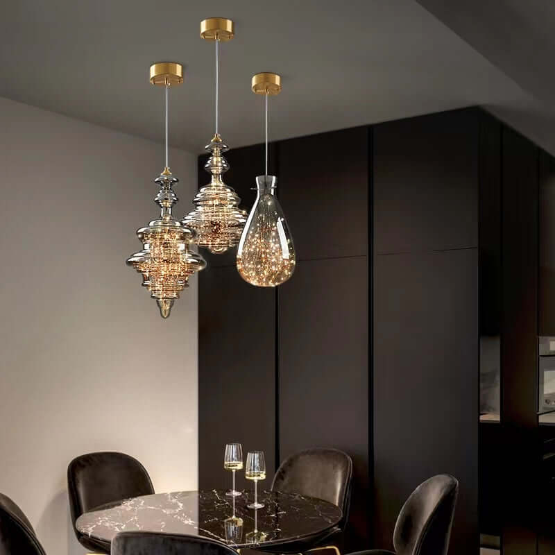 Lampe Suspendue Moderne En Verre Gris Ciel Étoilé