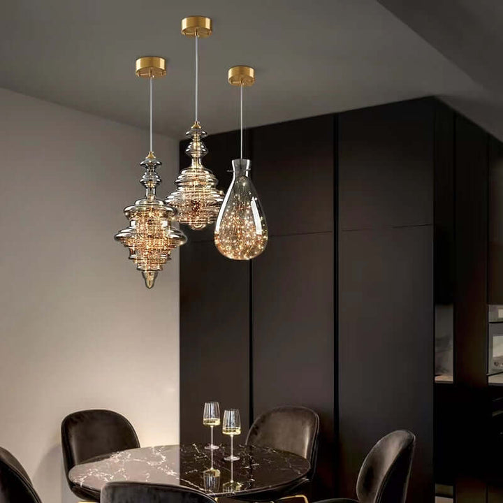 Lampe Suspendue Moderne En Verre Gris Ciel Étoilé