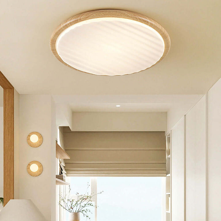 Plafonnier LED Rond en Bois Plié - Chambre