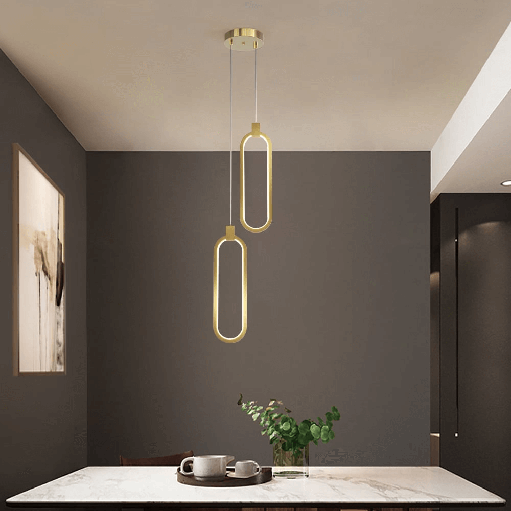 Lampe Suspendue Cercle Double Lumière - Design Doré