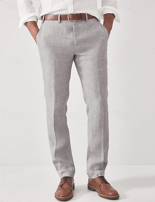 "Élégant pantalon en lin Paul pour homme, couleur beige, coupe moderne, idéal pour confort et style au quotidien"