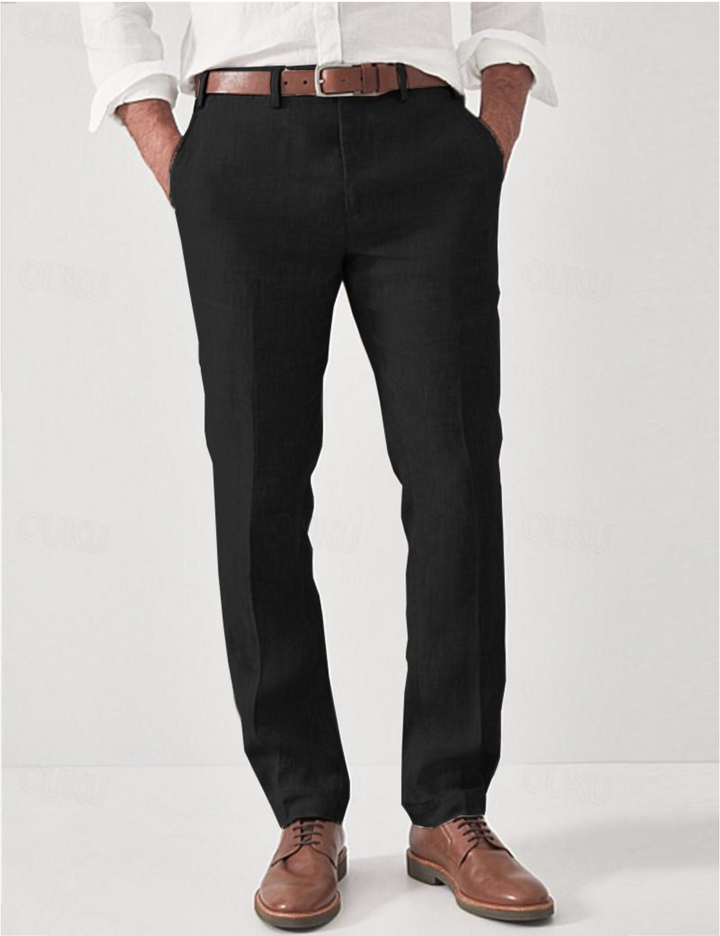 "Élégant pantalon en lin Paul pour homme, couleur beige, coupe moderne, idéal pour confort et style au quotidien"