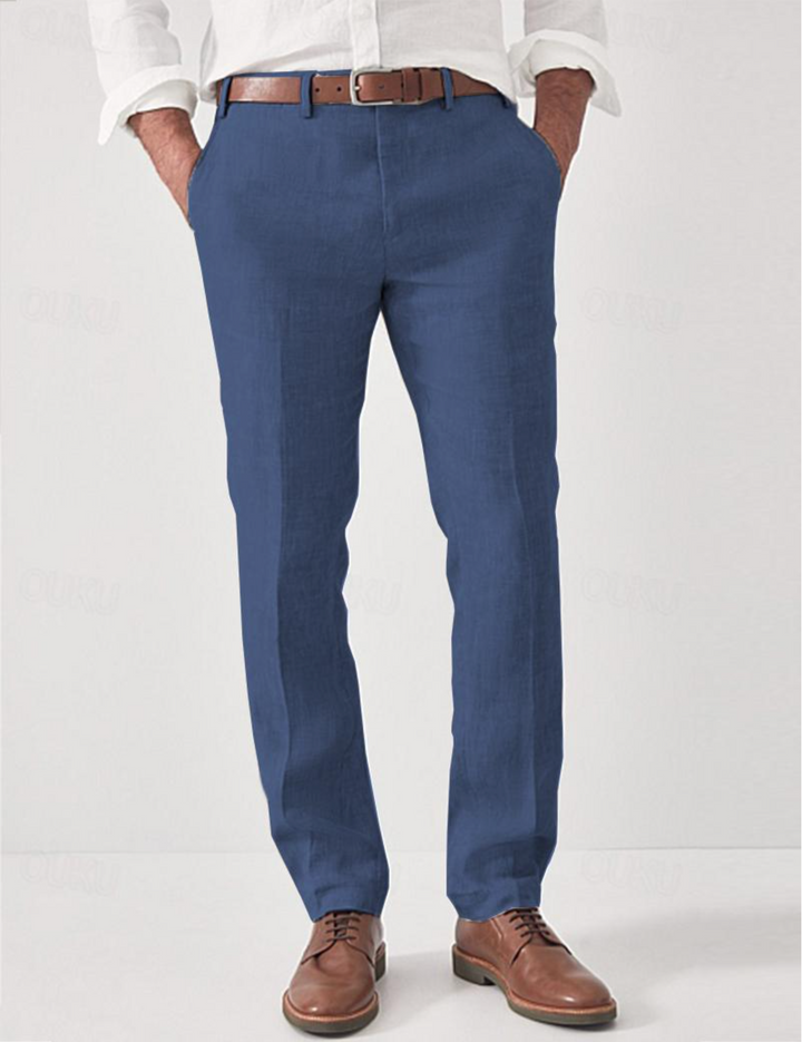 "Élégant pantalon en lin Paul pour homme, couleur beige, coupe moderne, idéal pour confort et style au quotidien"