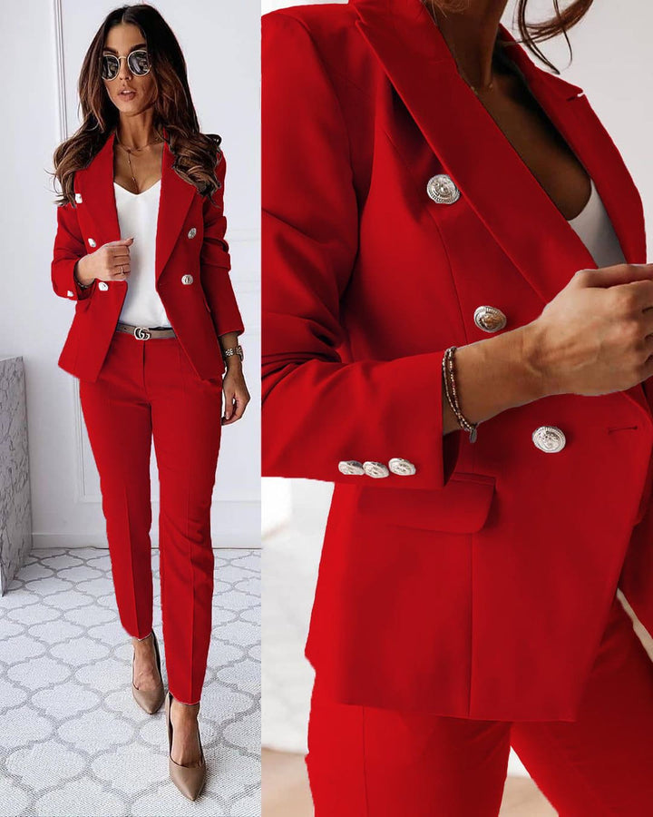 "Ensemble blazer femme élégant et polyvalent, coupe fluide, silhouette sophistiquée pour occasions formelles ou semi-formelle