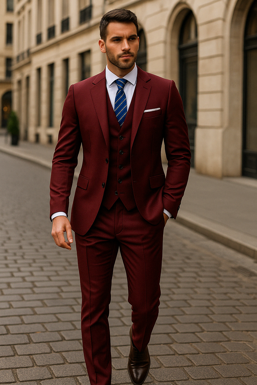 "Ensemble costume 3 pièces formelle homme, élégant gris foncé, veste, gilet et pantalon pour occasions formelles"