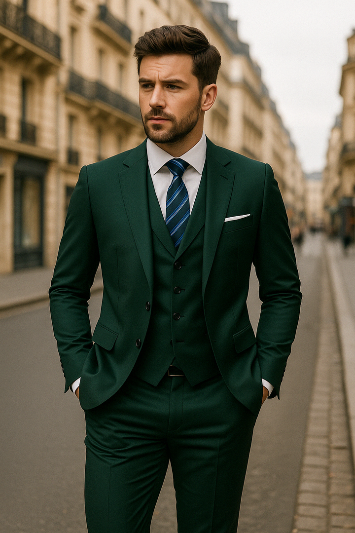 "Ensemble costume 3 pièces formelle homme, élégant gris foncé, veste, gilet et pantalon pour occasions formelles"