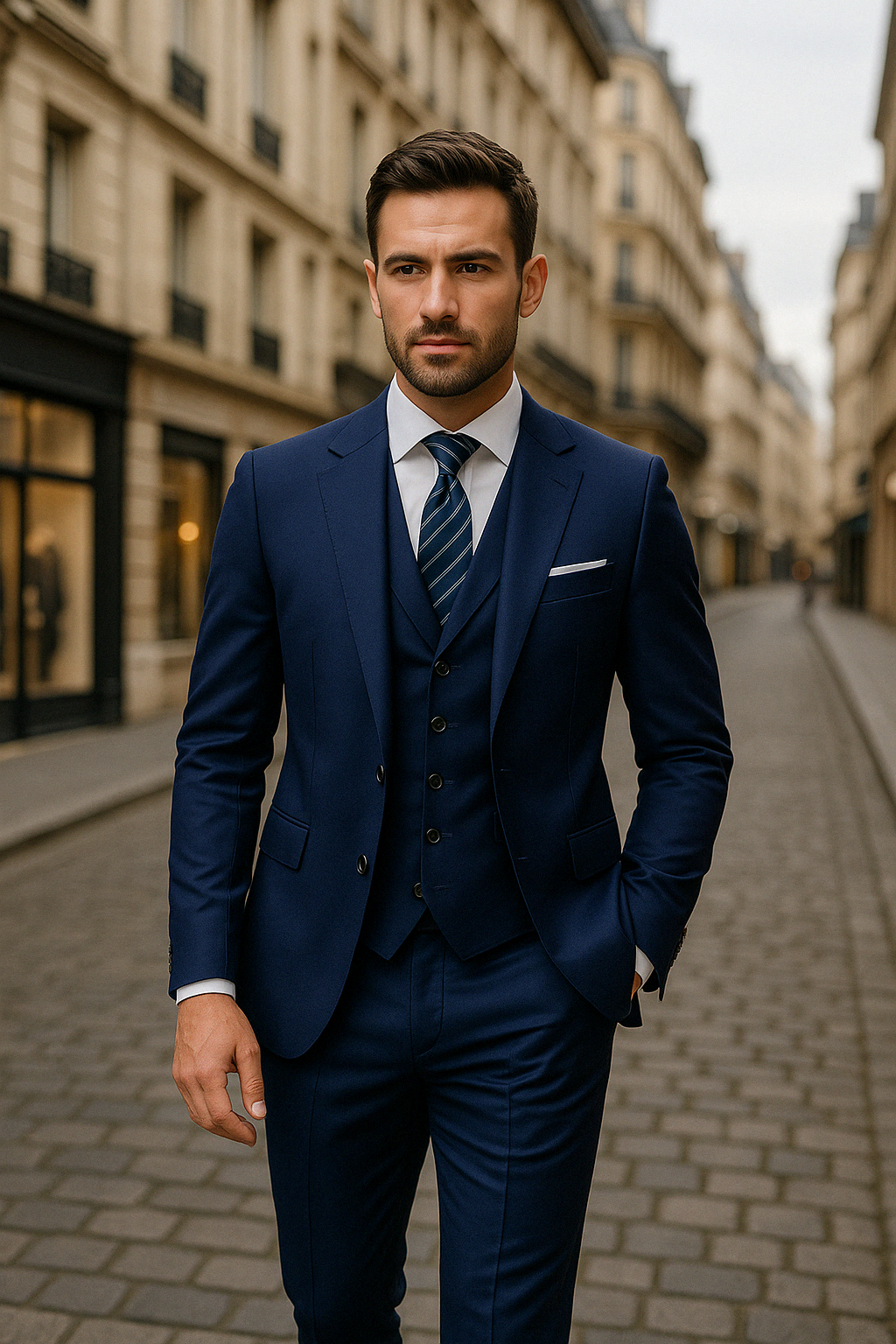 "Ensemble costume 3 pièces formelle homme, élégant gris foncé, veste, gilet et pantalon pour occasions formelles"
