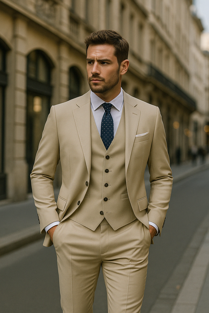 "Ensemble costume 3 pièces formelle homme, élégant gris foncé, veste, gilet et pantalon pour occasions formelles"