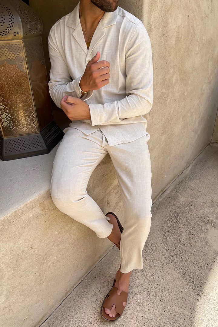 Ensemble décontracté homme Faustin, manches longues, pantalon assorti, coton doux, look casual chic printemps-automne.