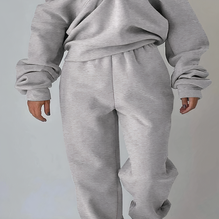 "Ensemble survêtement femme ELSIE, style chic et confortable, tissu stretch, blanc, taille haute, décontracté pour sport."