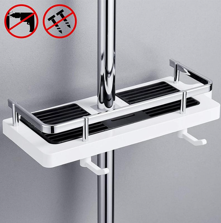 Étagère de douche compacte, design moderne, épurée, haute capacité de rangement; idéale salle de bains, résistante à l'eau.