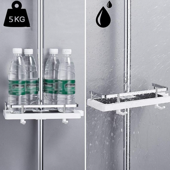Étagère de douche compacte, design moderne, épurée, haute capacité de rangement; idéale salle de bains, résistante à l'eau.