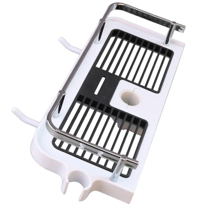 Étagère de douche compacte, design moderne, épurée, haute capacité de rangement; idéale salle de bains, résistante à l'eau.