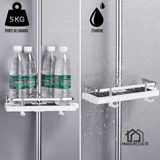 "Étagère de douche moderne sans perçage, design épuré, facile à installer, résistante à l'humidité et à la corrosion"