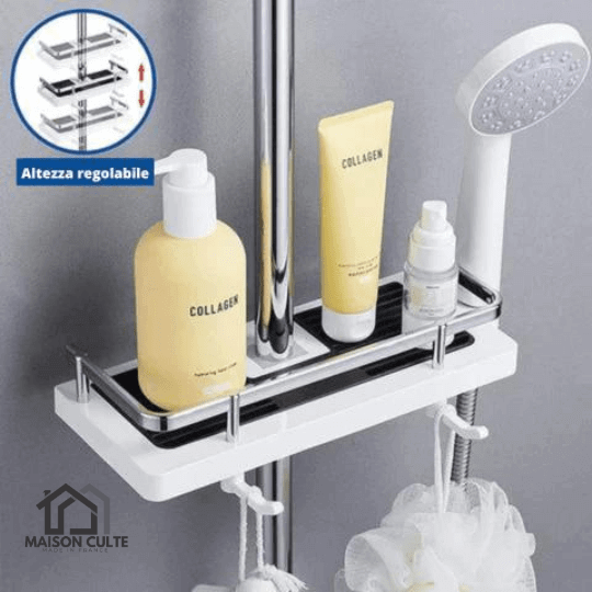 "Étagère de douche moderne sans perçage, design épuré, facile à installer, résistante à l'humidité et à la corrosion"