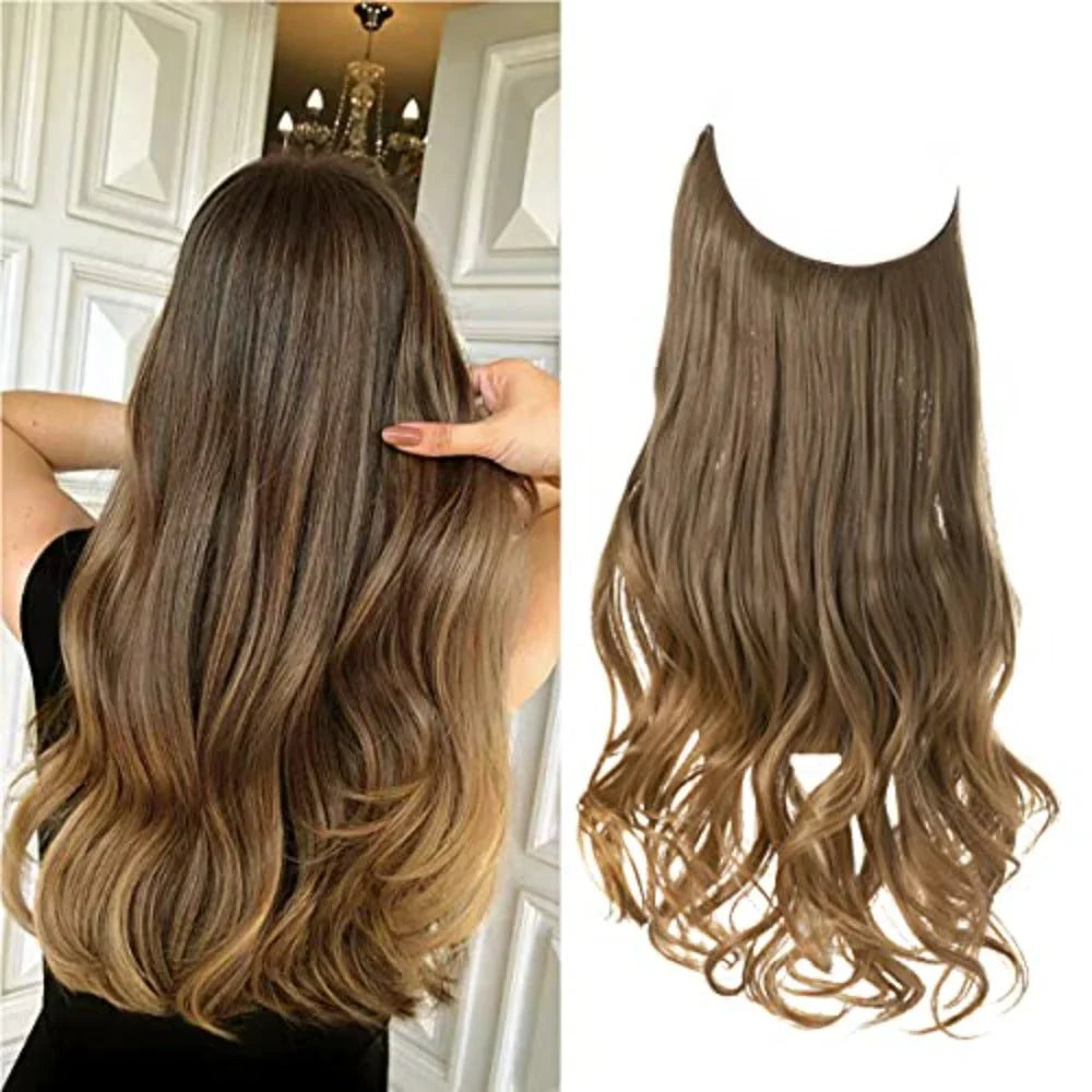 "Extensions capillaires invisibles, volumineuses, look naturel, fibres de haute qualité, accessoires pour femme."