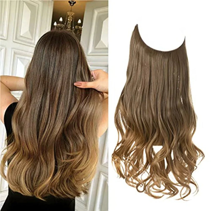 "Extensions capillaires invisibles, volumineuses, look naturel, fibres de haute qualité, accessoires pour femme."