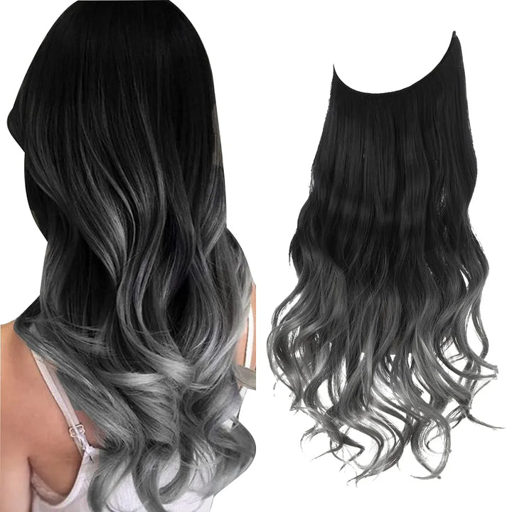 "Extensions capillaires invisibles, volumineuses, look naturel, fibres de haute qualité, accessoires pour femme."