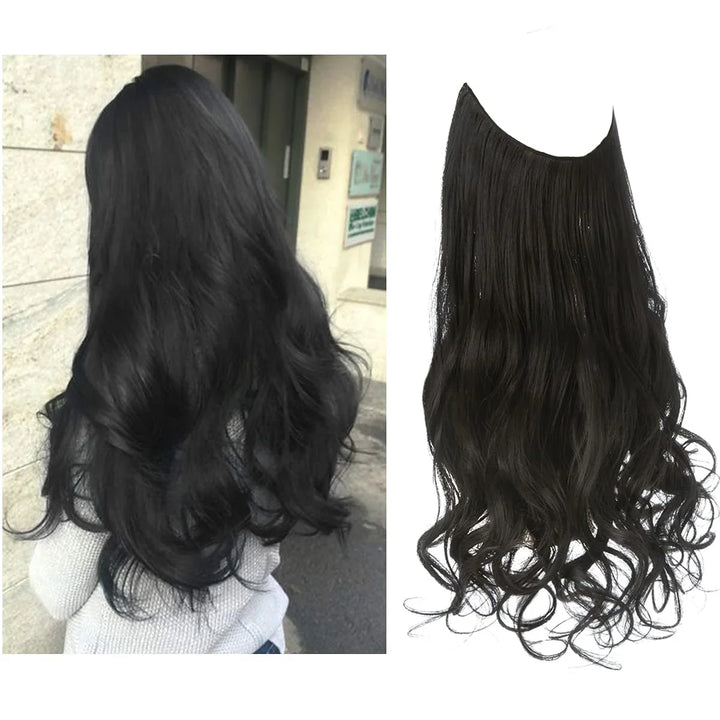 "Extensions capillaires invisibles, volumineuses, look naturel, fibres de haute qualité, accessoires pour femme."