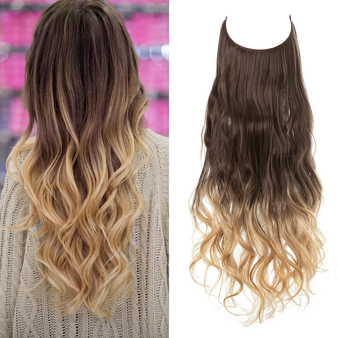 "Extensions capillaires invisibles, volumineuses, look naturel, fibres de haute qualité, accessoires pour femme."