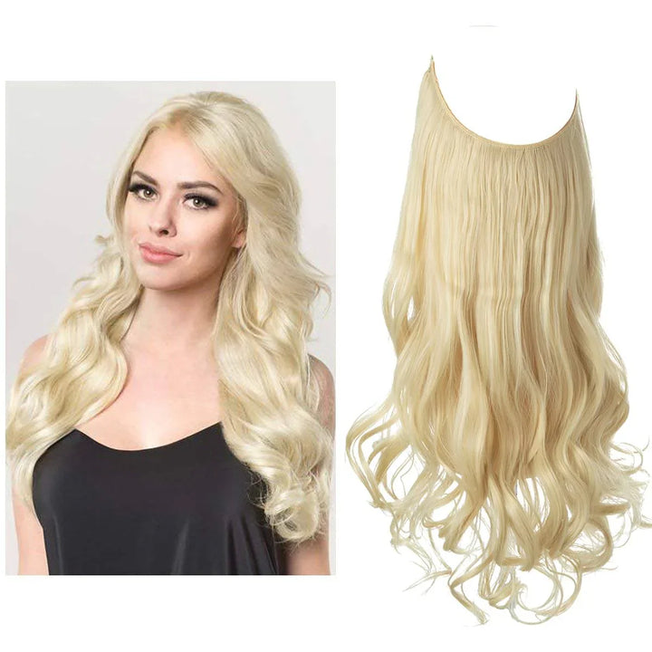 "Extensions capillaires invisibles, volumineuses, look naturel, fibres de haute qualité, accessoires pour femme."