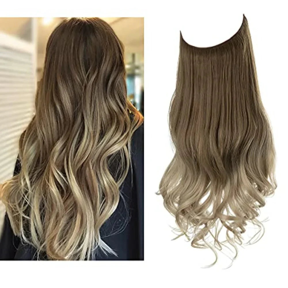 "Extensions capillaires invisibles, volumineuses, look naturel, fibres de haute qualité, accessoires pour femme."