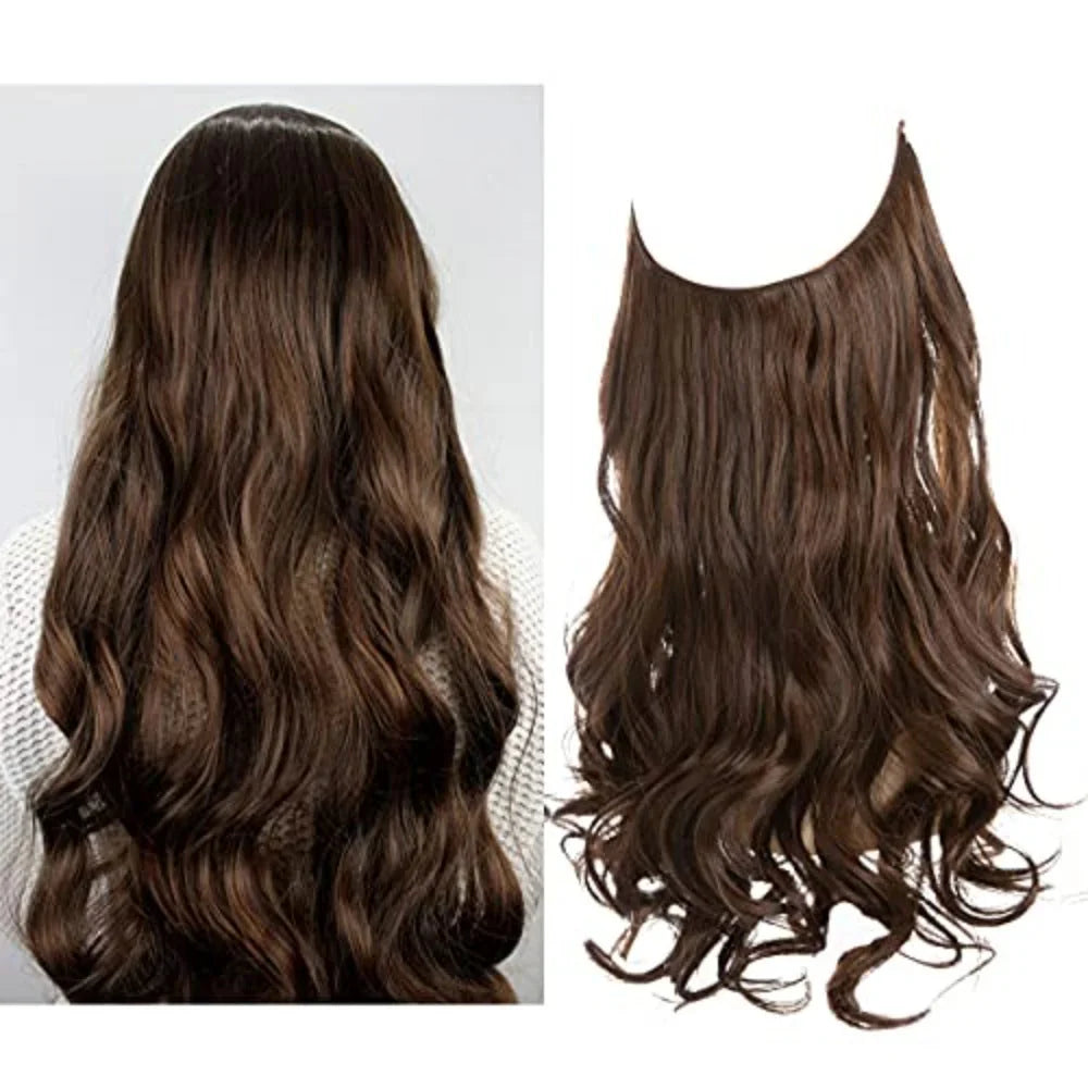"Extensions capillaires invisibles, volumineuses, look naturel, fibres de haute qualité, accessoires pour femme."