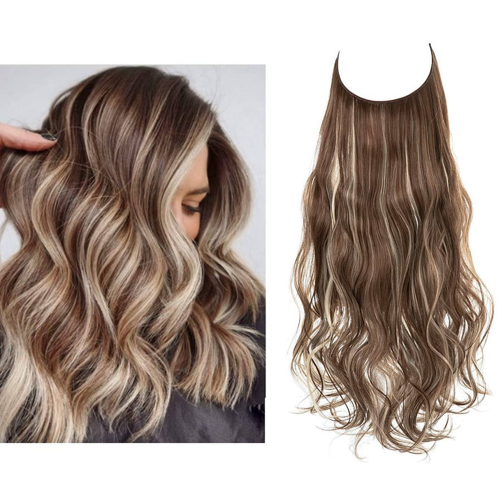 "Extensions capillaires invisibles, volumineuses, look naturel, fibres de haute qualité, accessoires pour femme."