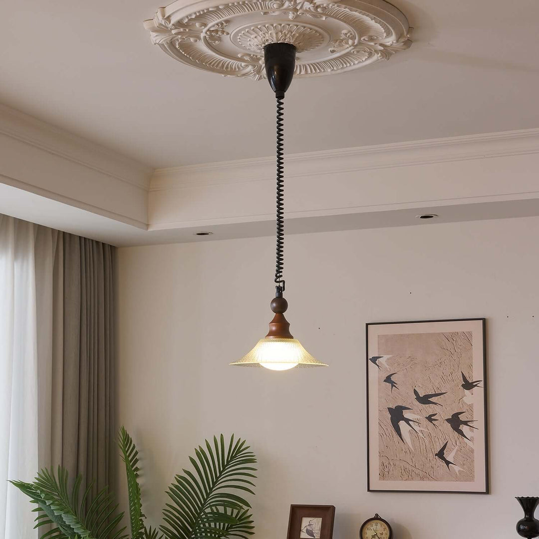 Suspension Design - Luminaire Intérieur en Verre, Bois & Métal
