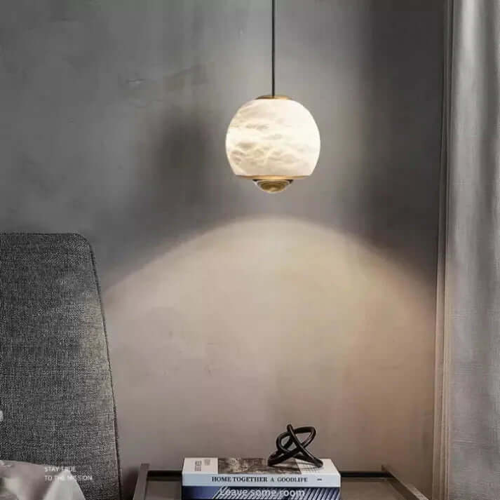 Lampe Pendante Sphère En Marbre Nordique Et Albâtre