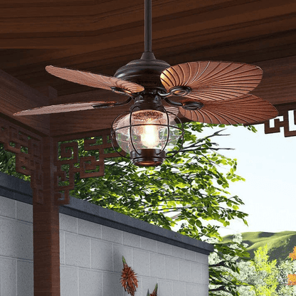 Ventilateur de Plafond Extérieur Vintage Noir avec Lumière