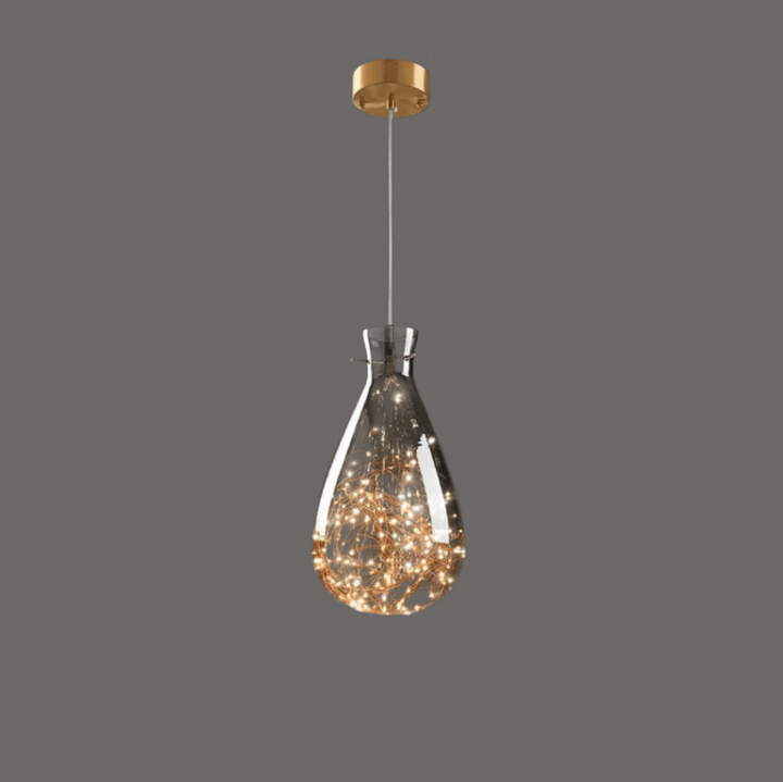 Suspension Moderne Verre Gris - Ciel Étoilé