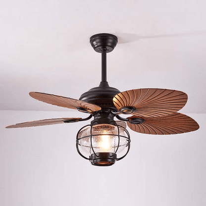 Ventilateur de Plafond Extérieur Vintage Noir avec Lumière