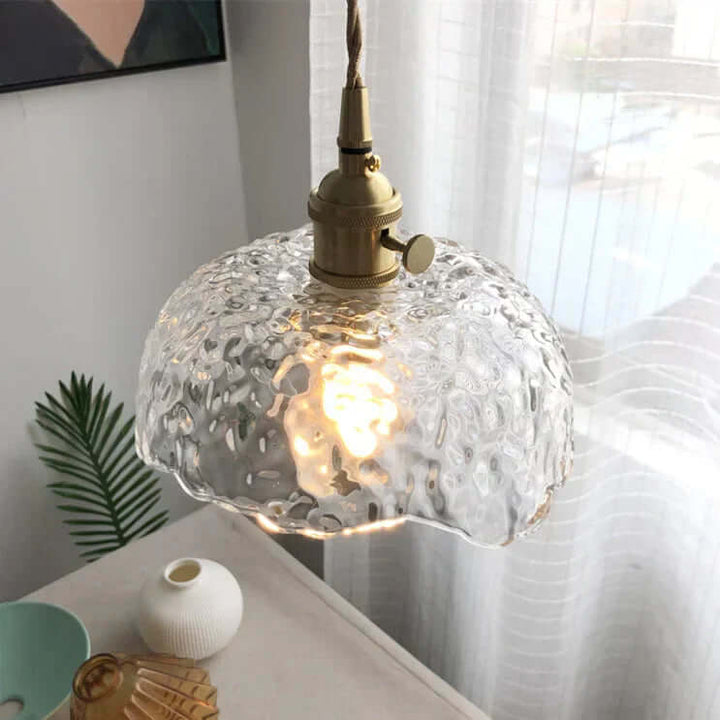Lampe À Suspension Irrégulière En Verre De Laiton